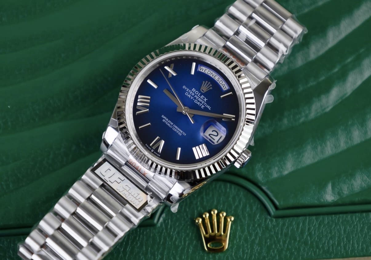 Rolex Day-Date 228239 904L Steel Ombre Blue Dial 40mm Super Clone