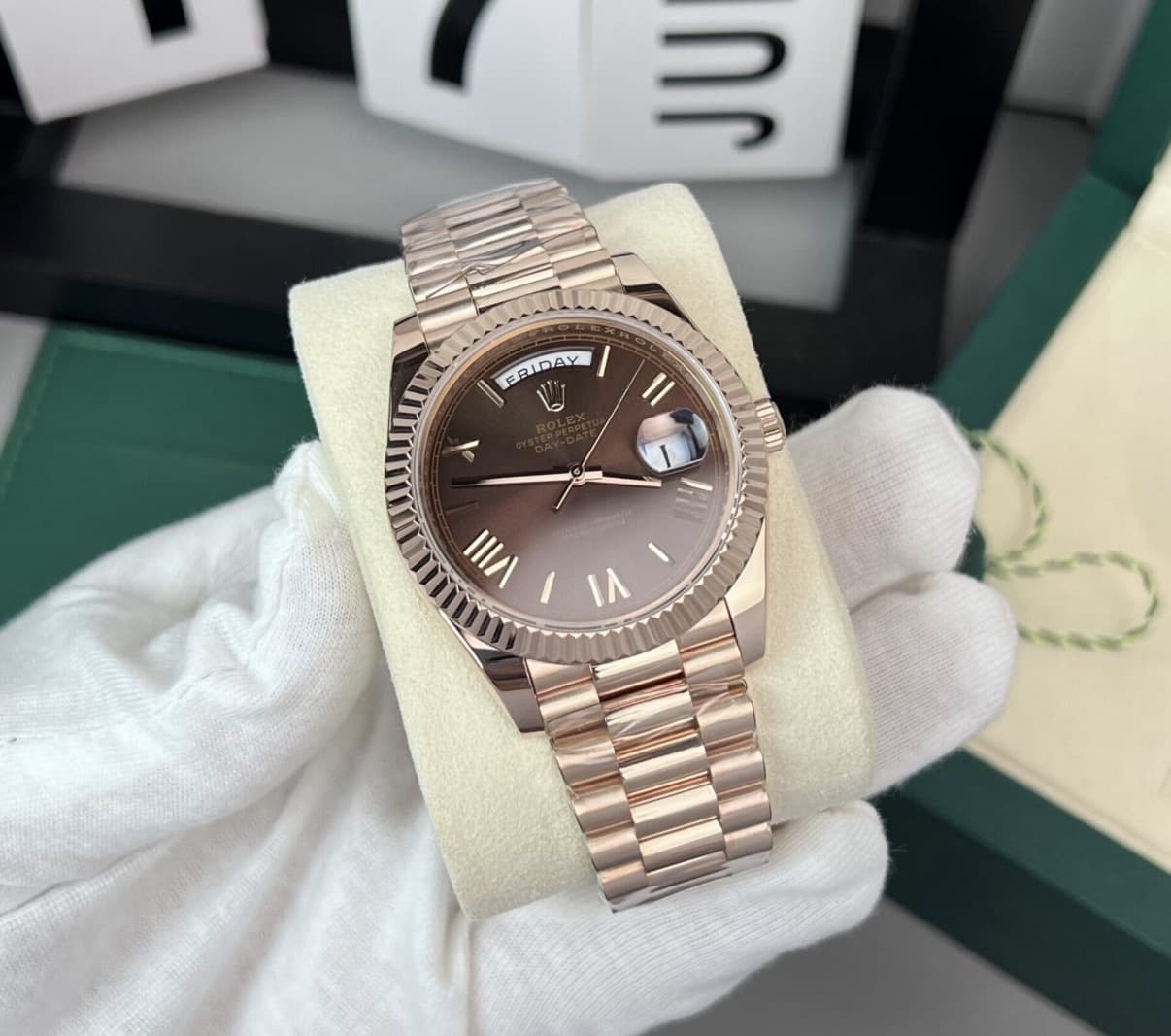 Rolex Day-Date 228235 RG Plated Chocolate Dial 40mm Super Clone